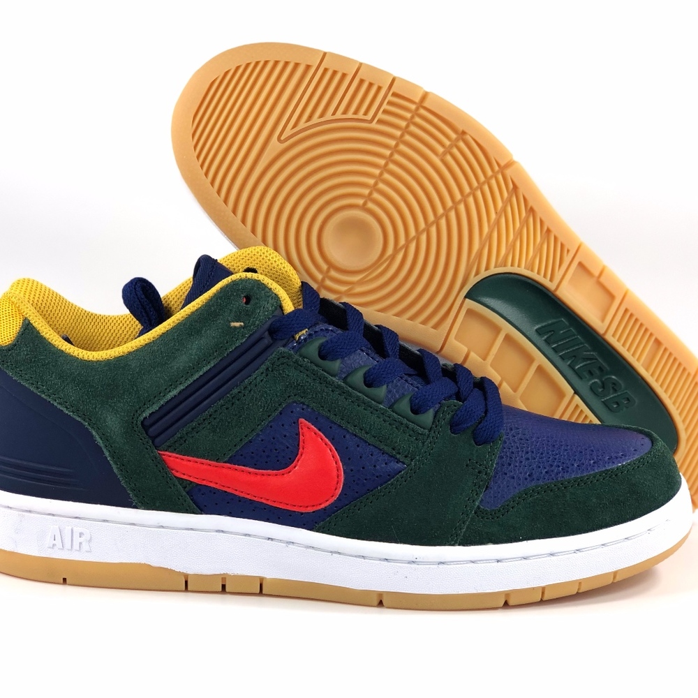 Nike SB Air Force II Low Dark Green Red Navy Blue